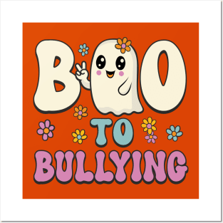 Boo To Bullying Halloween Cute Ghost Anti Bullying Unity Day Posters and Art